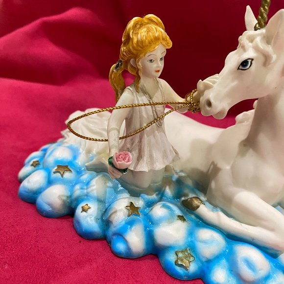 Pegasus Unicorn Statues figurines of a girl with a Unicorn of porcelain - Picture 4 of 9